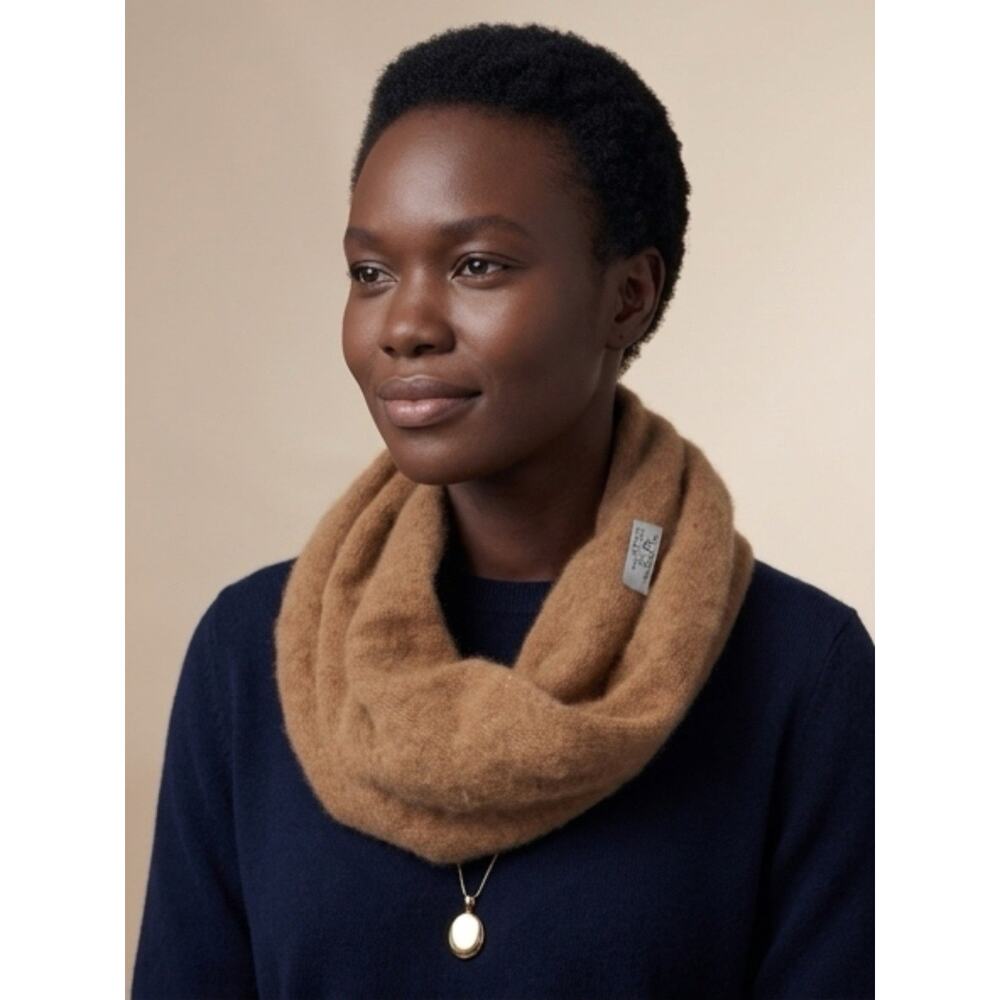 Vintage Unbranded 100% Cashmere Cowl Snood Scarf Neck Warmer Brown Soft Luxury